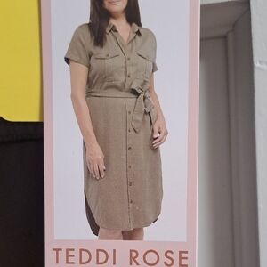 Women's Teddi Rose Green Shirt Dress New Size Small W/ Pockets.